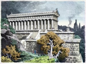 Diana temploma Ephesusban az „Az ókori világ hét csodája” című sorozatból, amely a „Muenchener Bilderbogen”-ben jelent meg, 1886 (színes metszet)